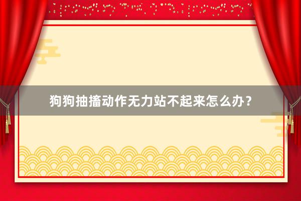 狗狗抽搐动作无力站不起来怎么办？